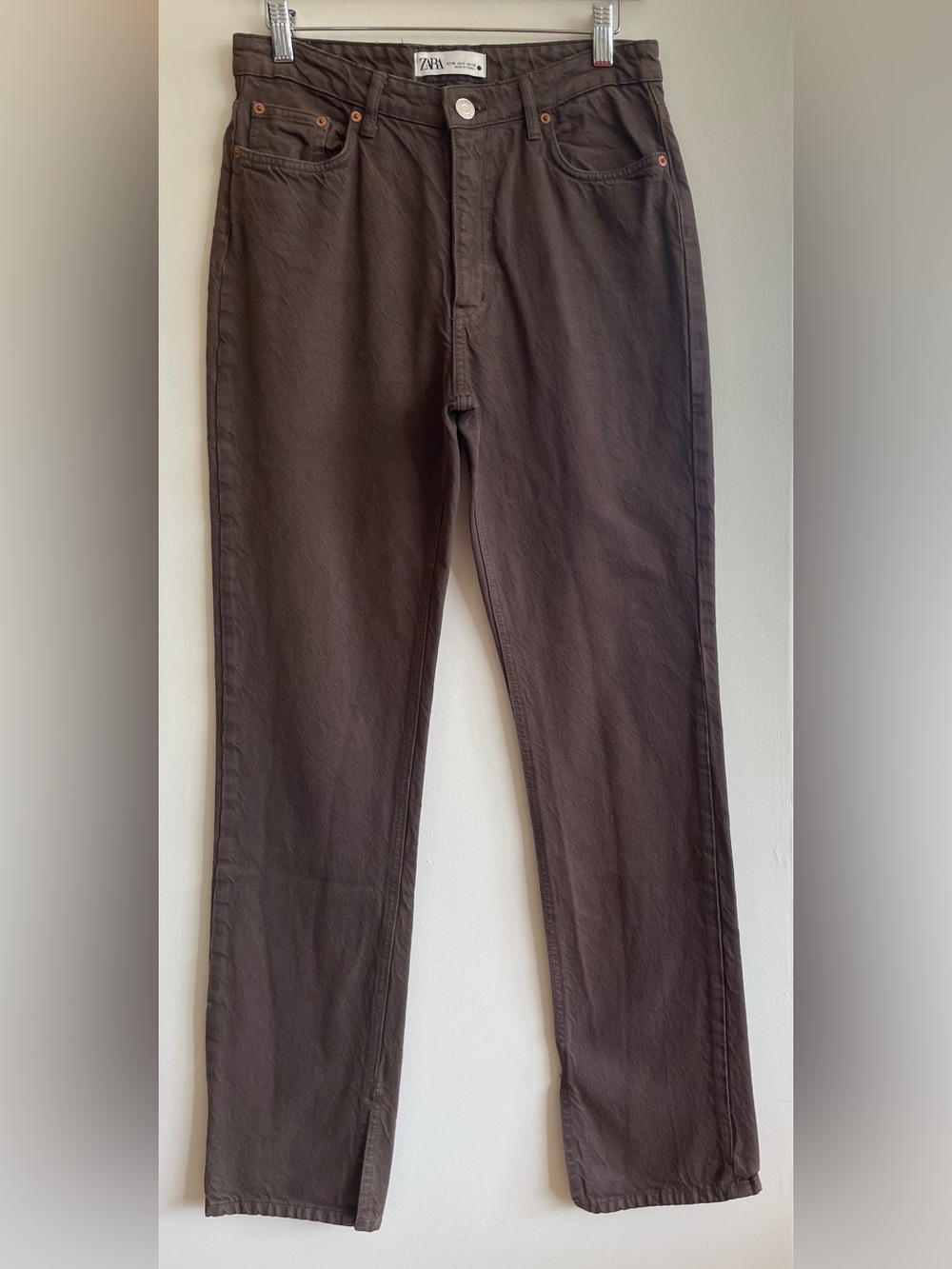 Zara Women's Slim Straight Jeans in Dark Brown